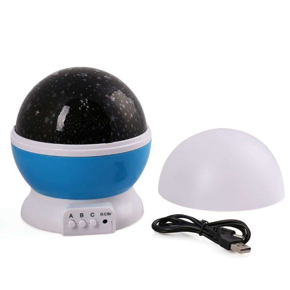 USB Charge Led Romantic 360 Degree Rotation Moon Star Projector Night Light