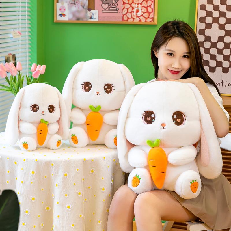 80cm-Kawaii Soft Plush Rabbit With Carrot Lovely Dolls Long Ear Plush Toy