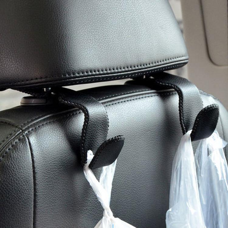 Stainless Steel Frame Leather Covered Carhooks Car Backseat Headrest Hangers Hooks
