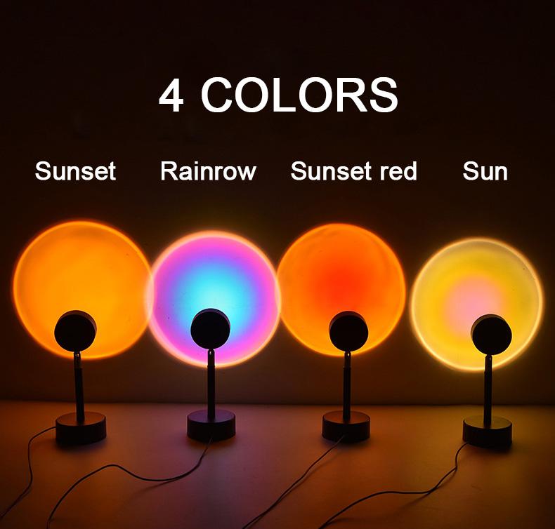 RGB Changing Sunset Lamp Projection 180 Degree Rotation Rainbow Sunset Lights