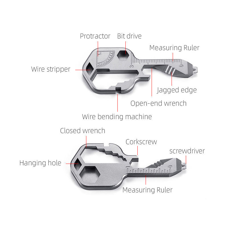24 In 1 Stainless Steel Multifunctional Keyring Wrench