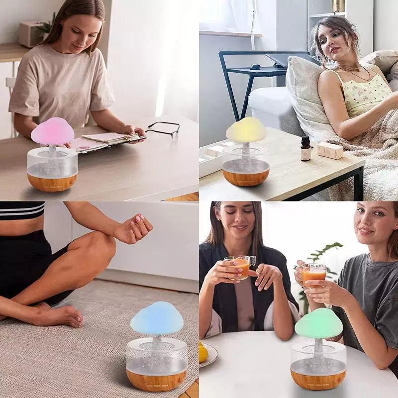 New Unique Sleeping Relaxing Water Drop Sound Night Light Aromatherapy Aroma  Diffuser Rain Cloud Humidifier