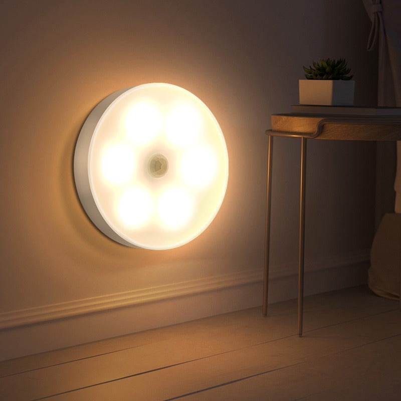 Led Motion Sensor Night Light Intelligent Cabinet Circular Home Human Body Induction Wall Night Lamp