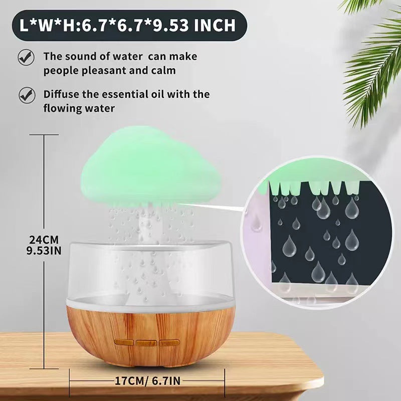 New Unique Sleeping Relaxing Water Drop Sound Night Light Aromatherapy Aroma  Diffuser Rain Cloud Humidifier