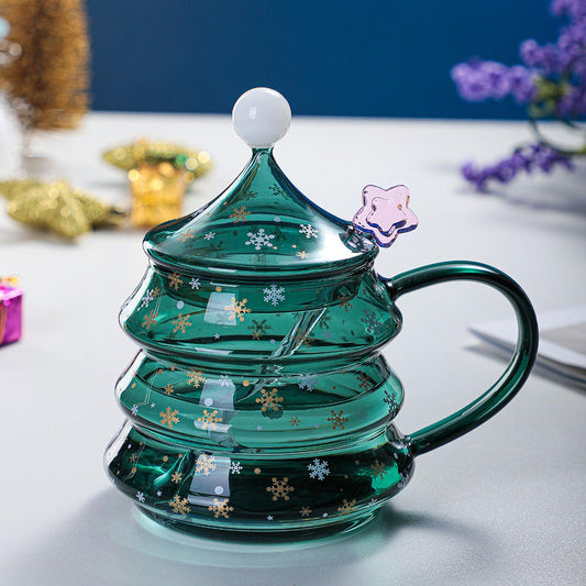 High Borosilicate Glass Coffee Drinking Mugs Christmas glasses Cup Tea Mugs Milk Lemon Juice Cup Drinkware Christmas Tree Cup