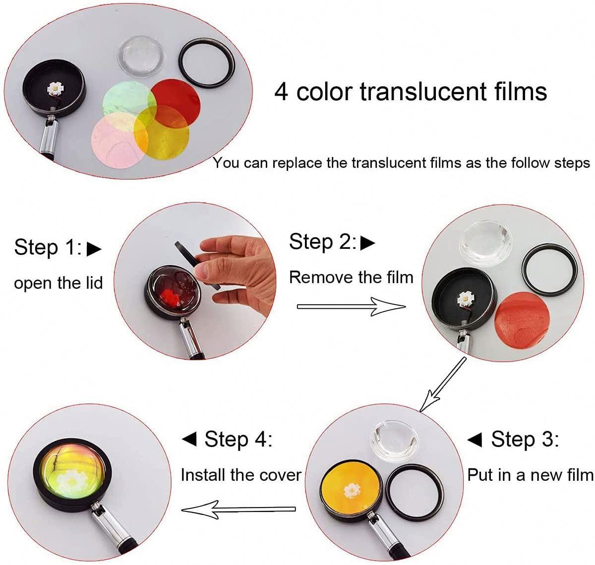 RGB Changing Sunset Lamp Projection 180 Degree Rotation Rainbow Sunset Lights